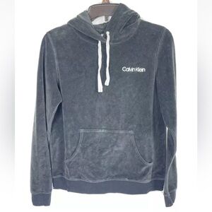 Calvin Klein velour‎ sleepwear black pullover hoodie women’s size small